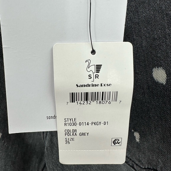 Sandrine Rose Women’s Polka Dot Gray Wide Leg Button Fly Buckle Back NWT Size 25 - Picture 5 of 5